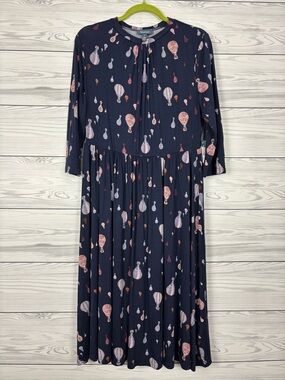 ModCloth Navy Blue Novelty Print Hot Air Balloon Midi Dress Size Large NWT